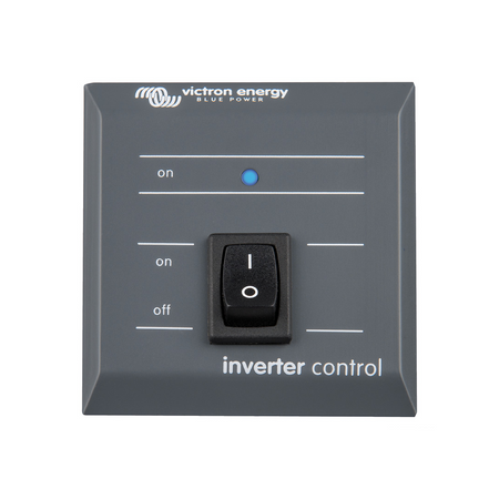 Pannello di controllo remoto Victron per inverter con porta VE.Direct, permette l'accensione, lo spegnimento e il monitoraggio dello stato.